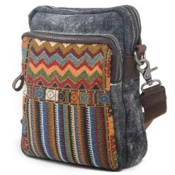 Cool Gray & Multicolor Canvas Shoulder Bag
