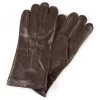 Cuffed Dark Brown Perforated Touchscreen Compatible Sheep Leather Gloves