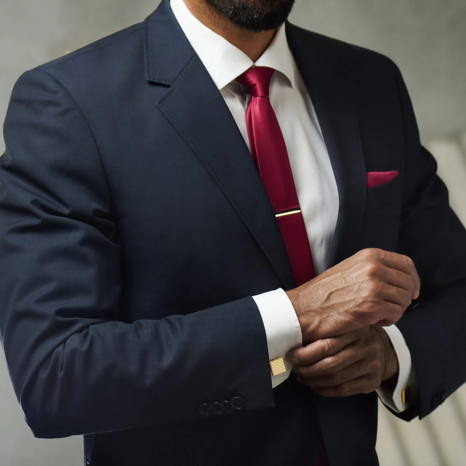 Gold-Tone Cufflinks & Tie Bar Set - Image 2