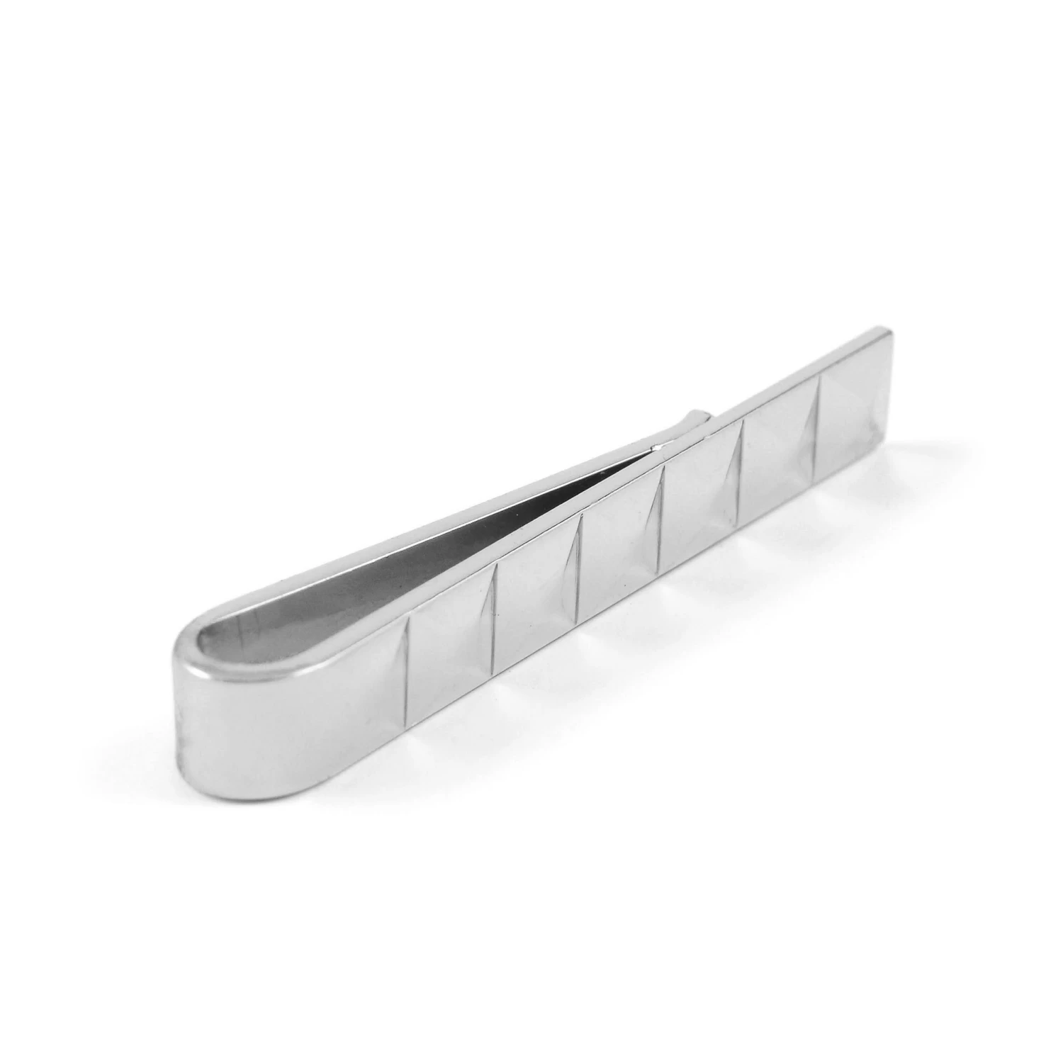 Silver-Tone Vertical Line Tie Bar - Image 3