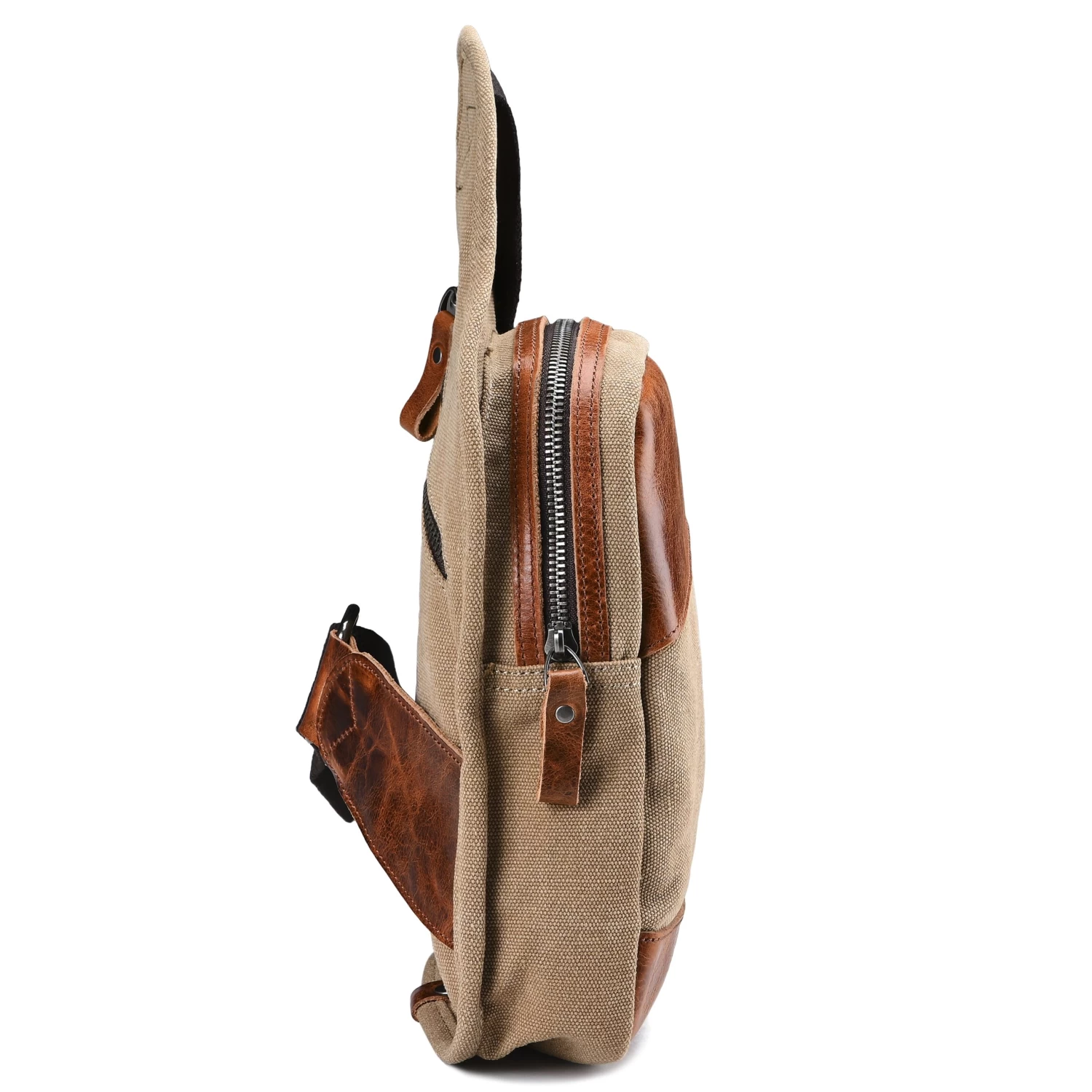 Brown Canvas And Tan Cowhide Shoulder Bag - Image 3