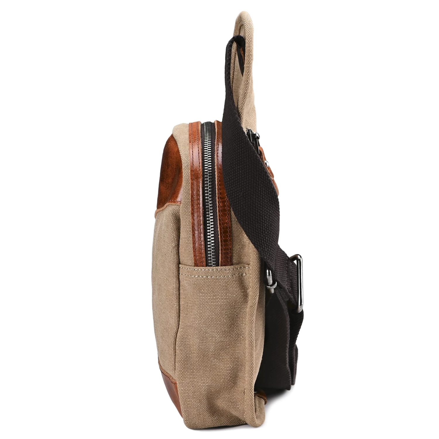 Brown Canvas And Tan Cowhide Shoulder Bag - Image 4