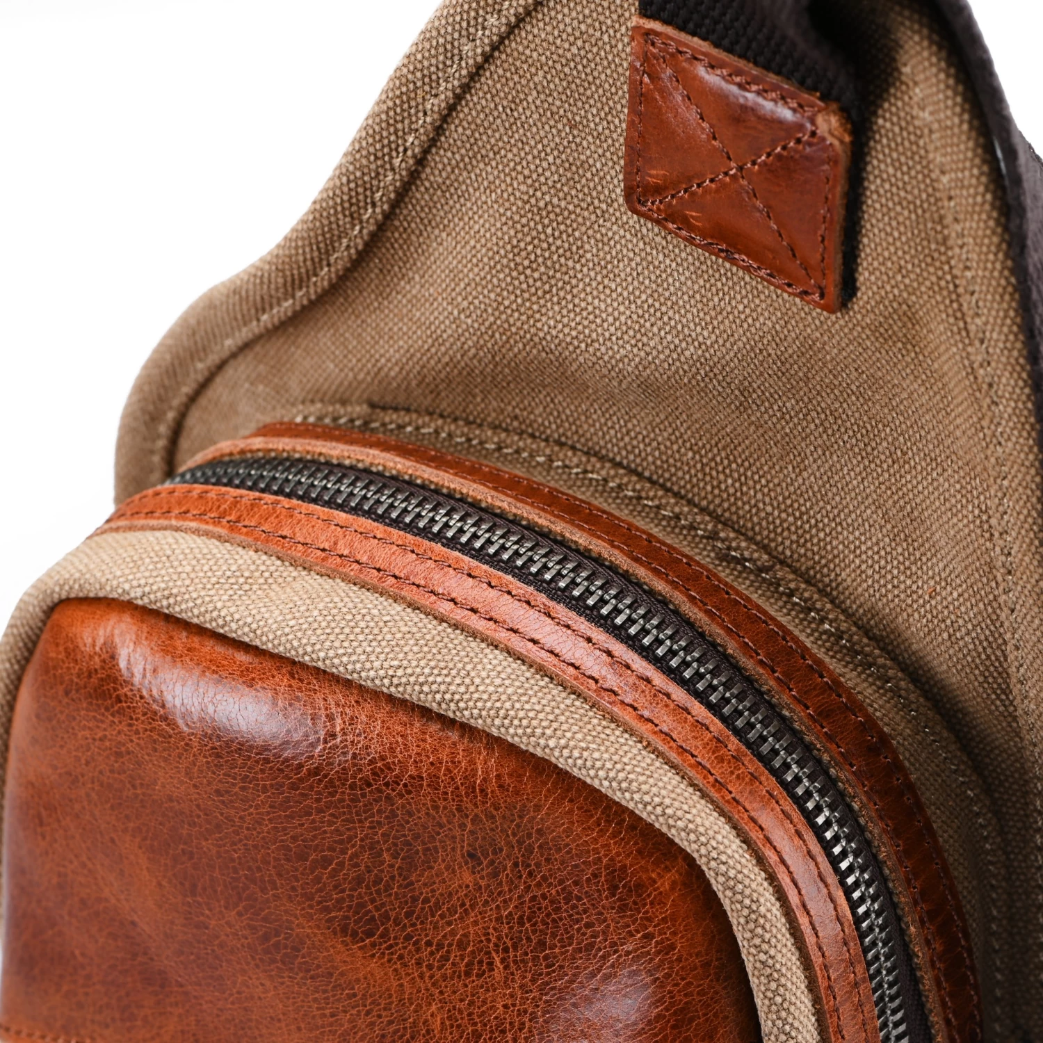 Brown Canvas And Tan Cowhide Shoulder Bag - Image 6