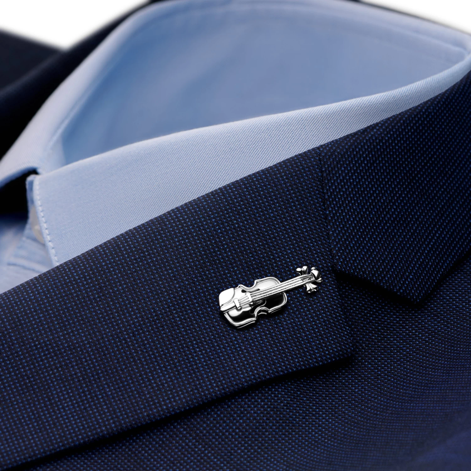 Echus | Silver-Tone Violin Lapel Pin - Image 2