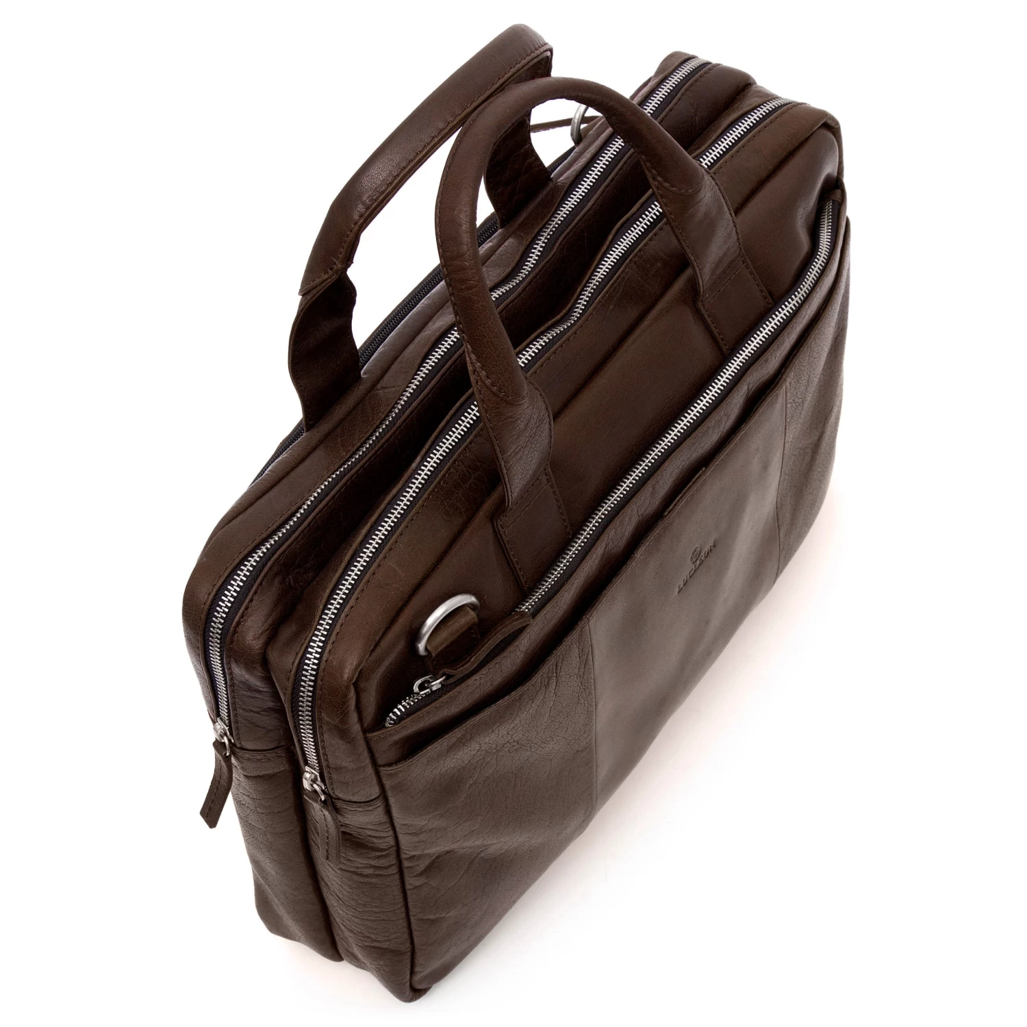 Montreal Brown Leather Laptop Bag - Image 11