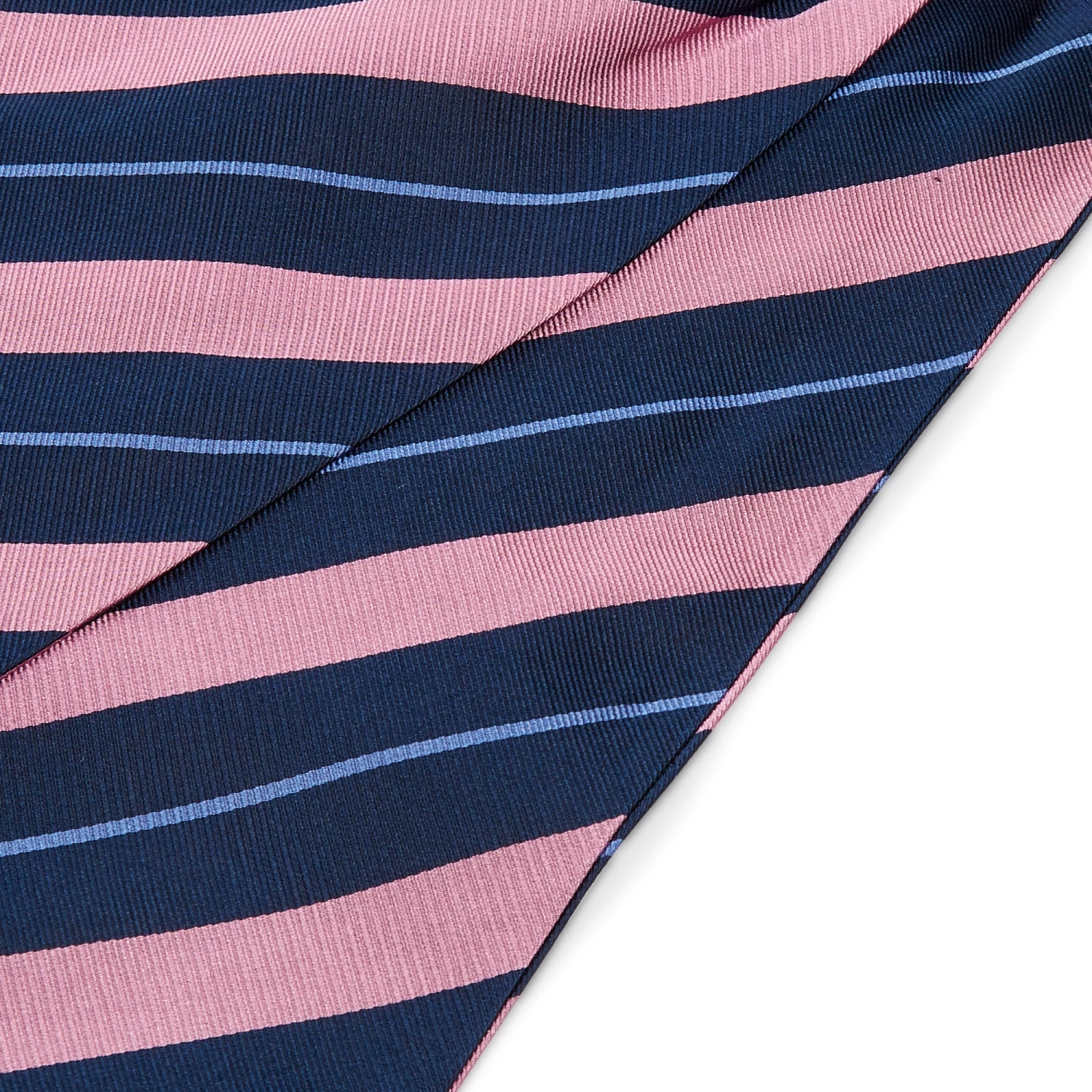 Blue & Pink Striped Silk Cravat - Image 2