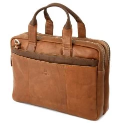 California | Tan & Dark Brown Leather Laptop Bag