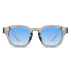 Clear And Blue Gradient Geometric Horn Rimmed Sunglasses