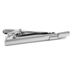 Silver-Tone Detailed Short Tie Clip