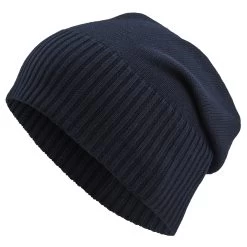 Kite | Navy Blue Lightweight Organic Cotton Chunky & Fine Knitted Rib Beanie