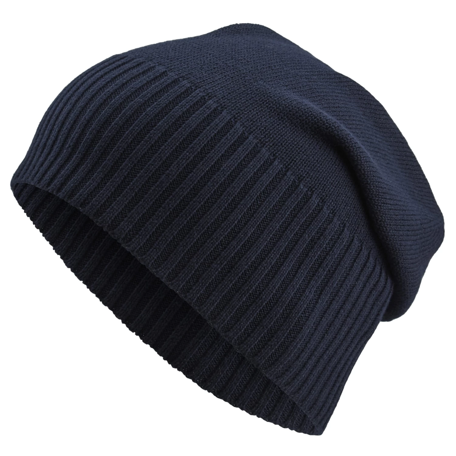 Kite | Navy Blue Lightweight Organic Cotton Chunky & Fine Knitted Rib Beanie
