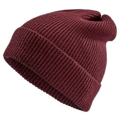 Wine Red Merino Wool Chunky Knitted Beanie