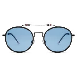 Occasus | Round Blue Double Bridge Polarized Sunglasses