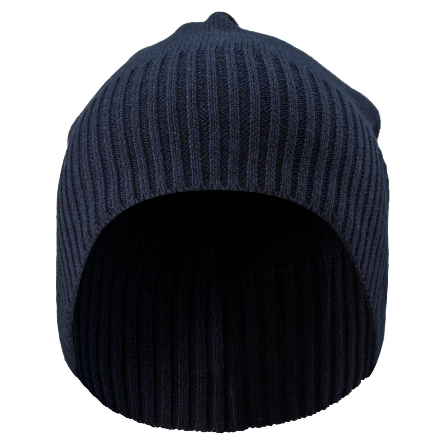 Kite | Navy Blue Lightweight Organic Cotton Chunky & Fine Knitted Rib Beanie - Image 2