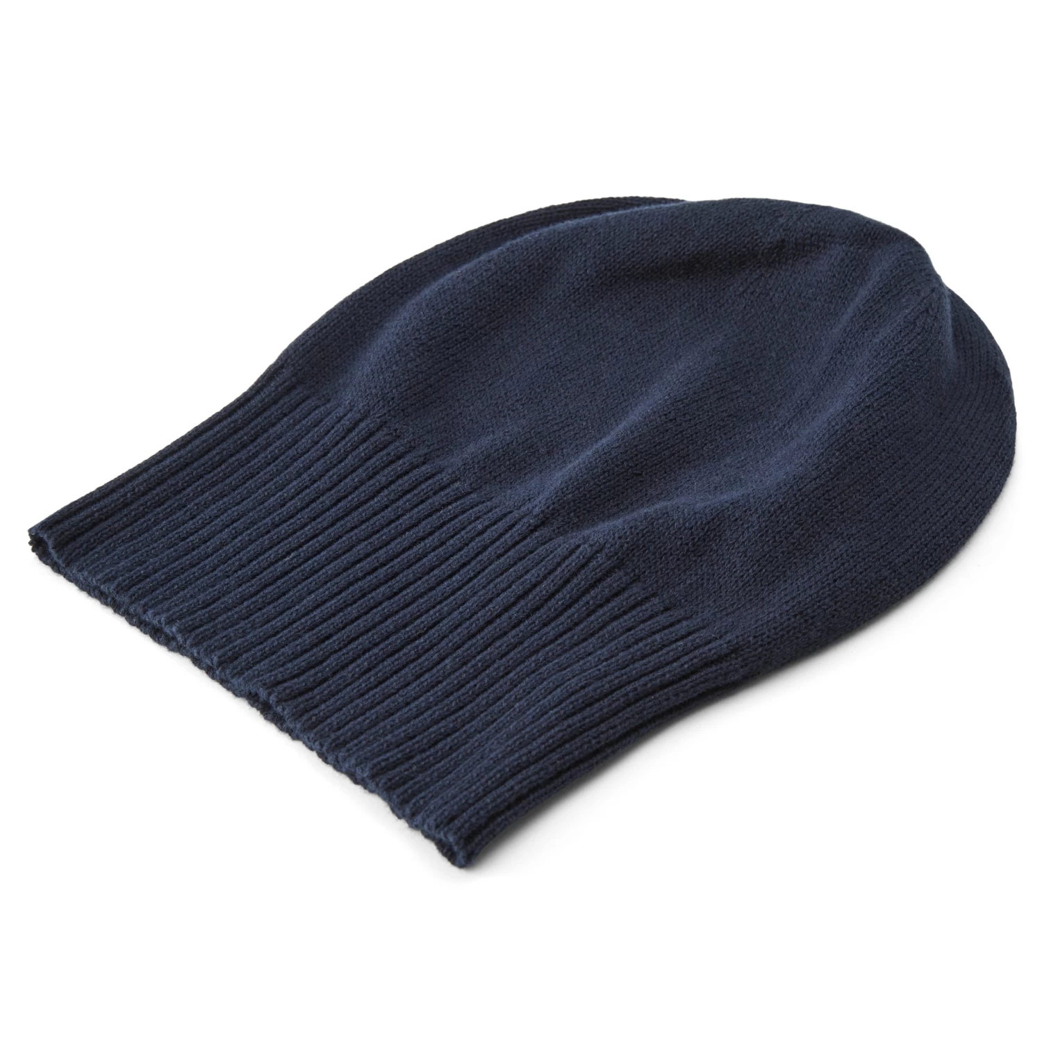 Kite | Navy Blue Lightweight Organic Cotton Chunky & Fine Knitted Rib Beanie - Image 6