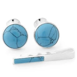 Turquoise Silver-Tone Set