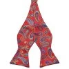 Cherry Red Paisley Silk Self-Tie Bow Tie