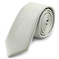 6 Cm Light Grey Grosgrain Skinny Tie