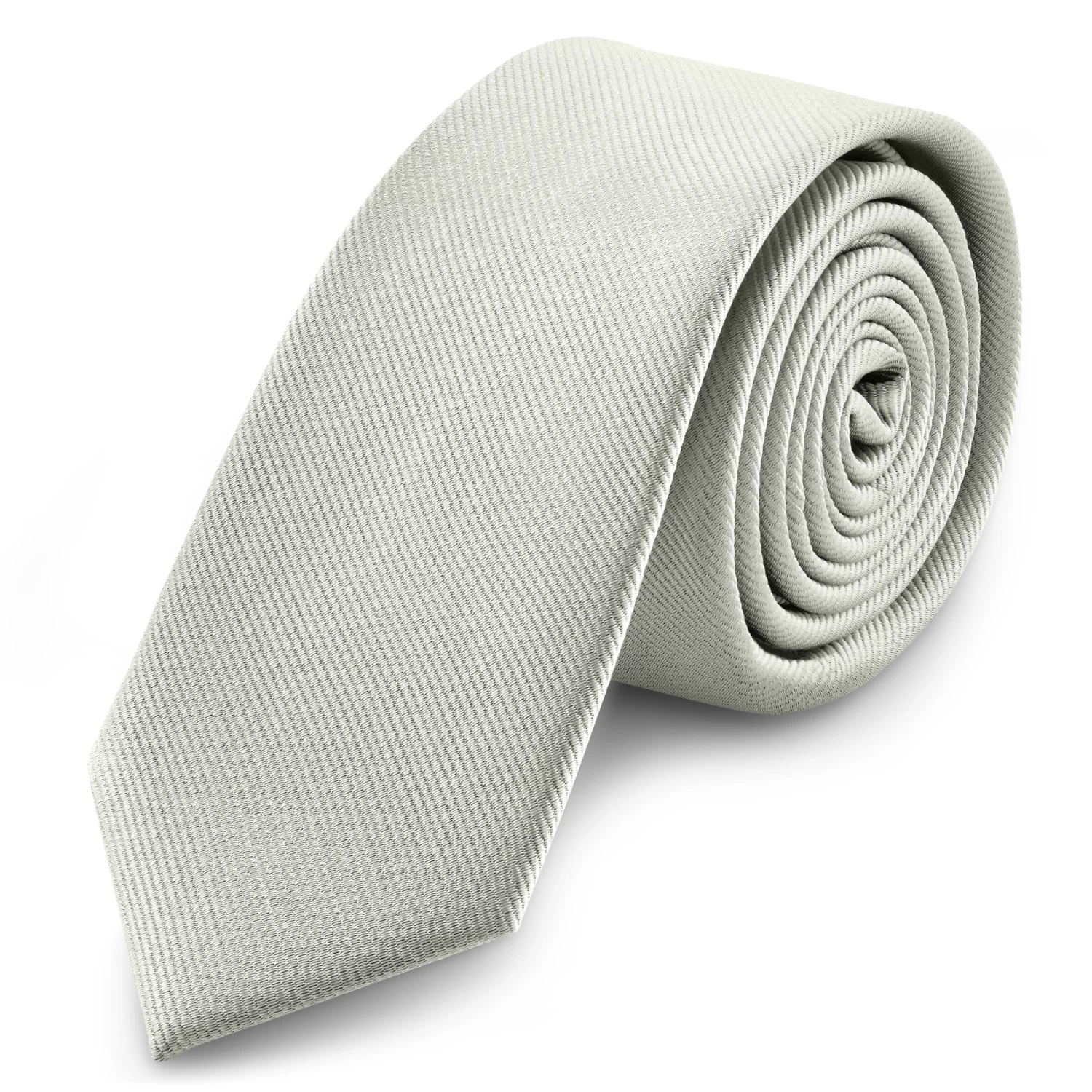 6 Cm Light Grey Grosgrain Skinny Tie