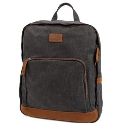 Tarpa | Graphite Canvas & Tan Leather Backpack