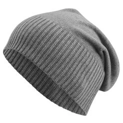 Kite | Light Grey Lightweight Organic Cotton Chunky & Fine Knitted Rib Beanie