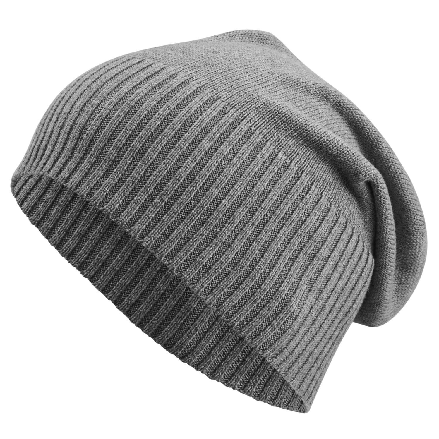 Kite | Light Grey Lightweight Organic Cotton Chunky & Fine Knitted Rib Beanie