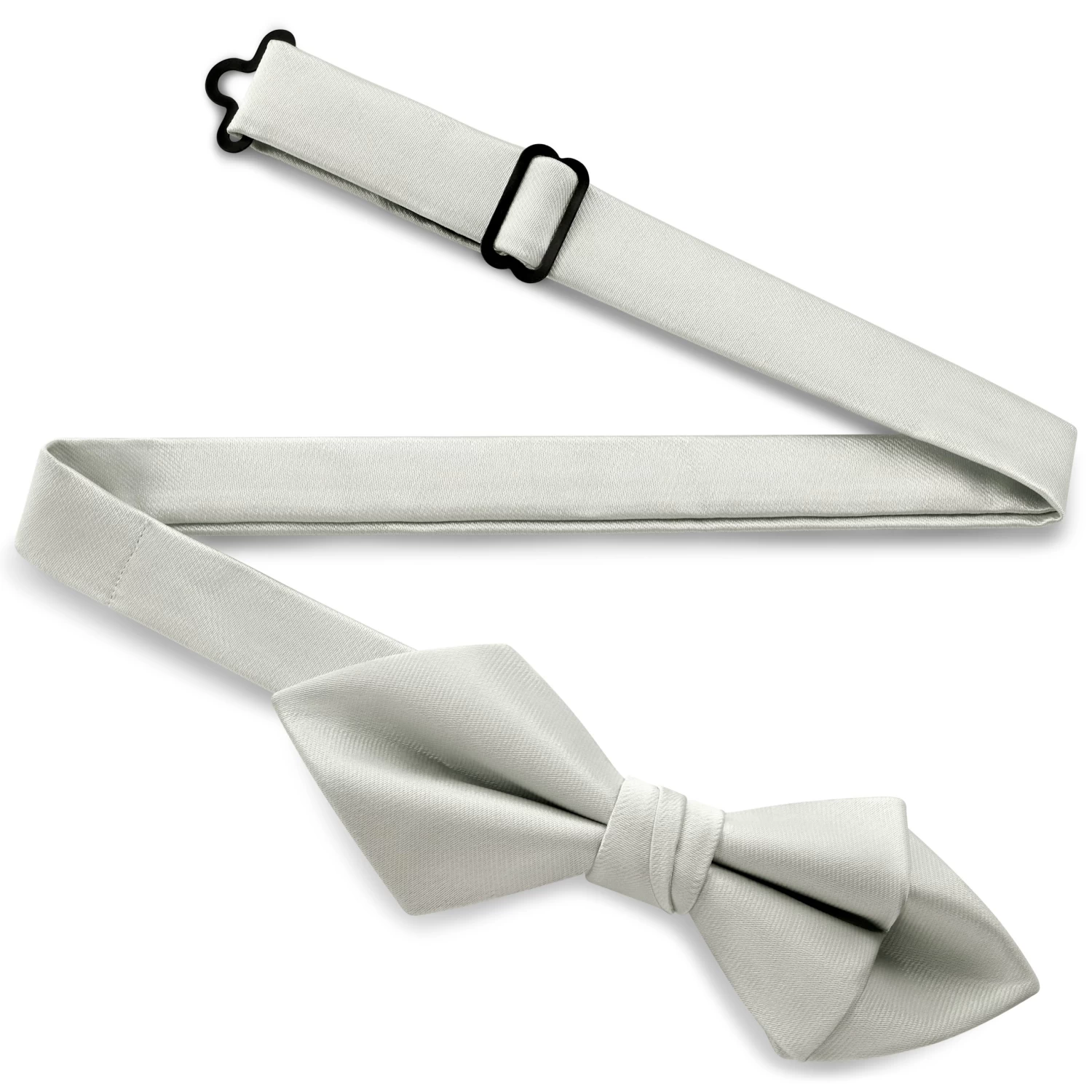 Light Grey Pre-Tied Satin Diamond Tip Bow Tie - Image 2