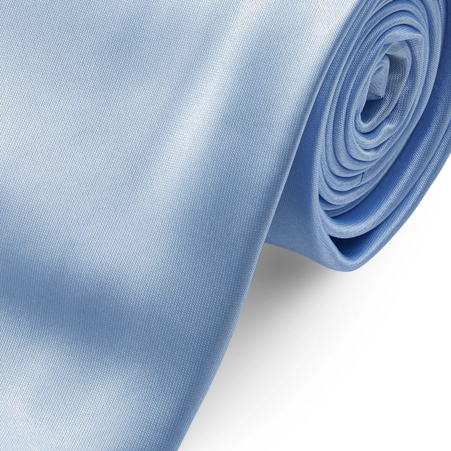 Basic Wide Shiny Baby Blue Polyester Tie - Image 2