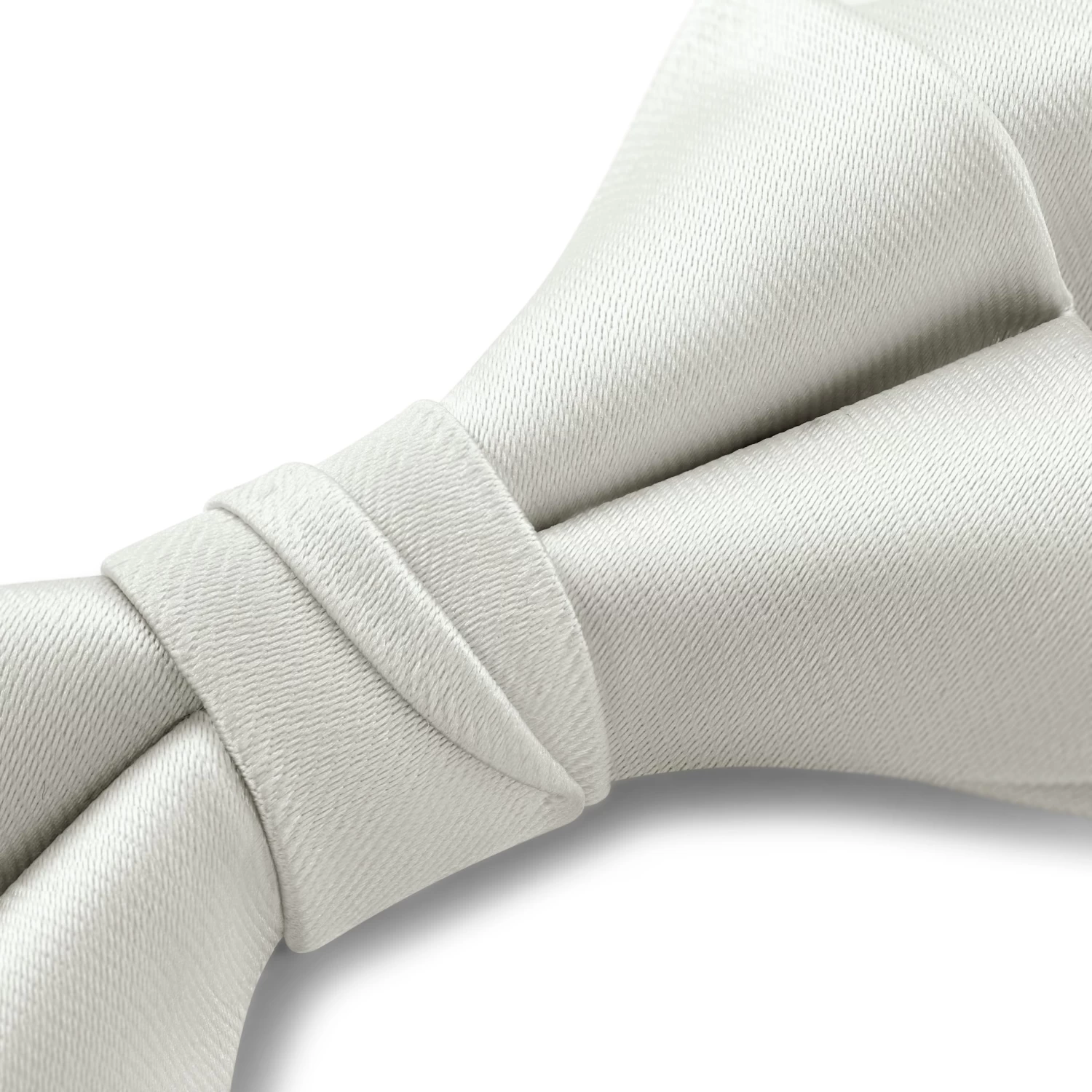 Light Grey Pre-Tied Satin Diamond Tip Bow Tie - Image 3