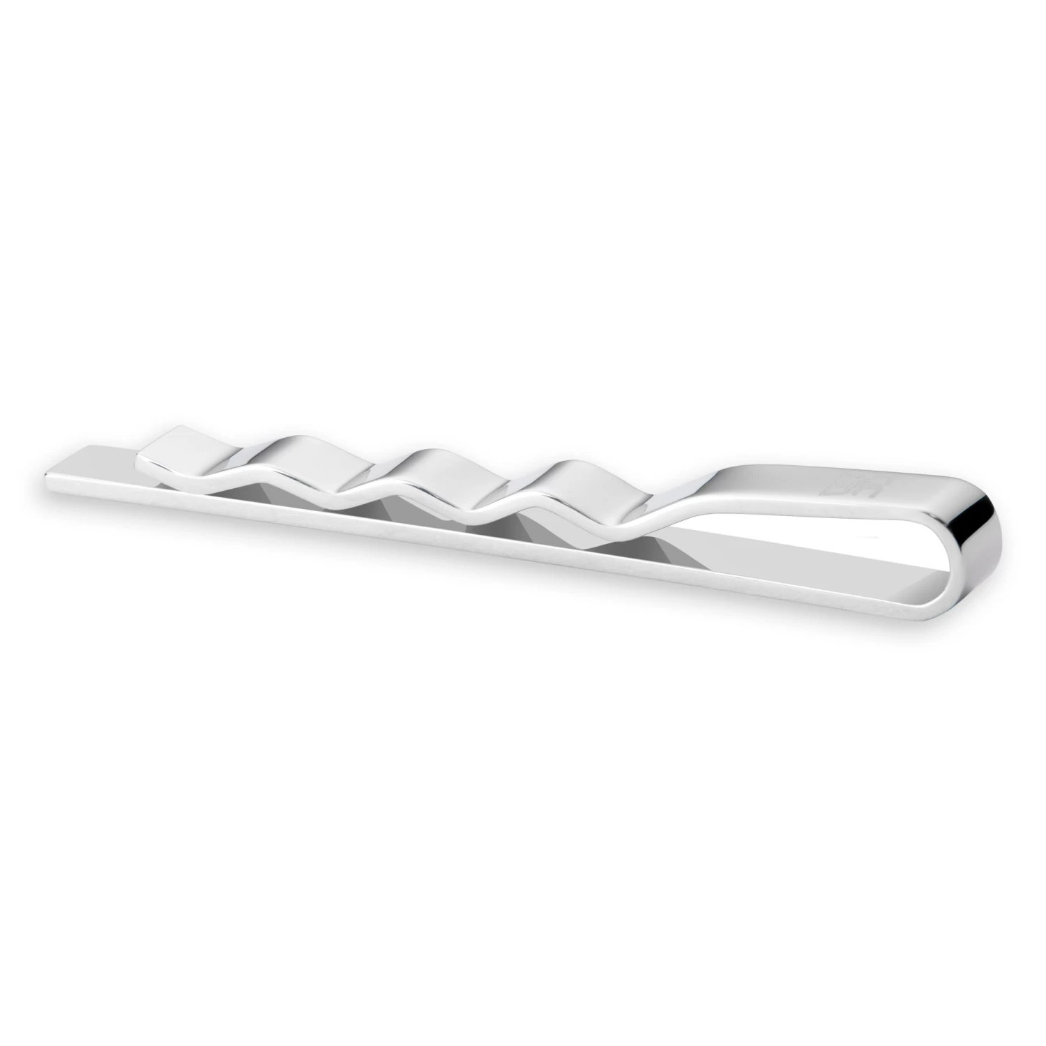 Geo Remix | Silver-Tone & Blue Square Stainless Steel Tie Bar - Image 4