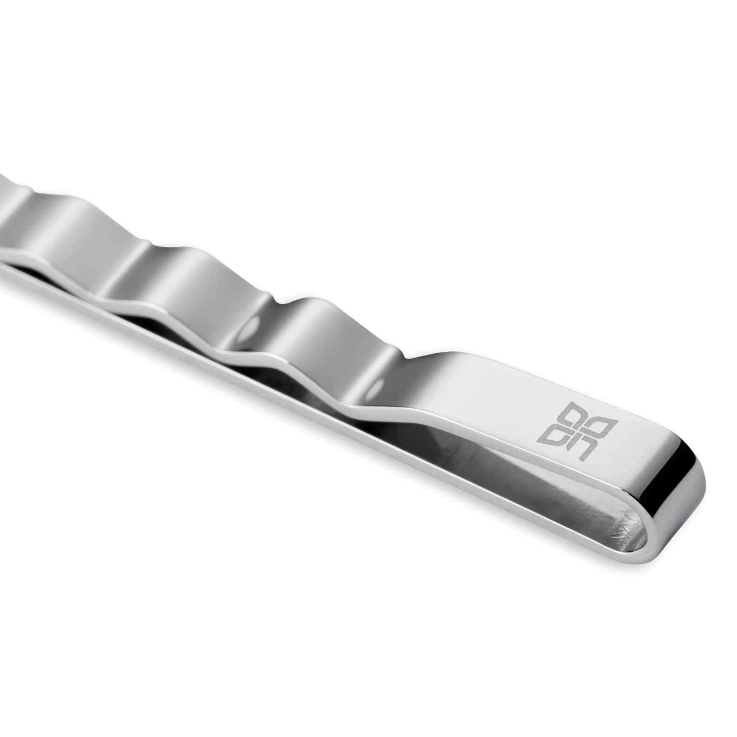 Geo Remix | Silver-Tone & Blue Square Stainless Steel Tie Bar - Image 2