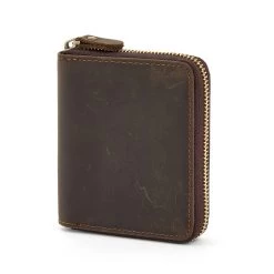 Brown Leather Zip Wallet