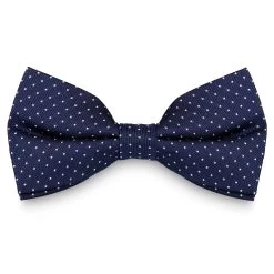 Navy & White Polka Dot Silk Pre-Tied Bow Tie