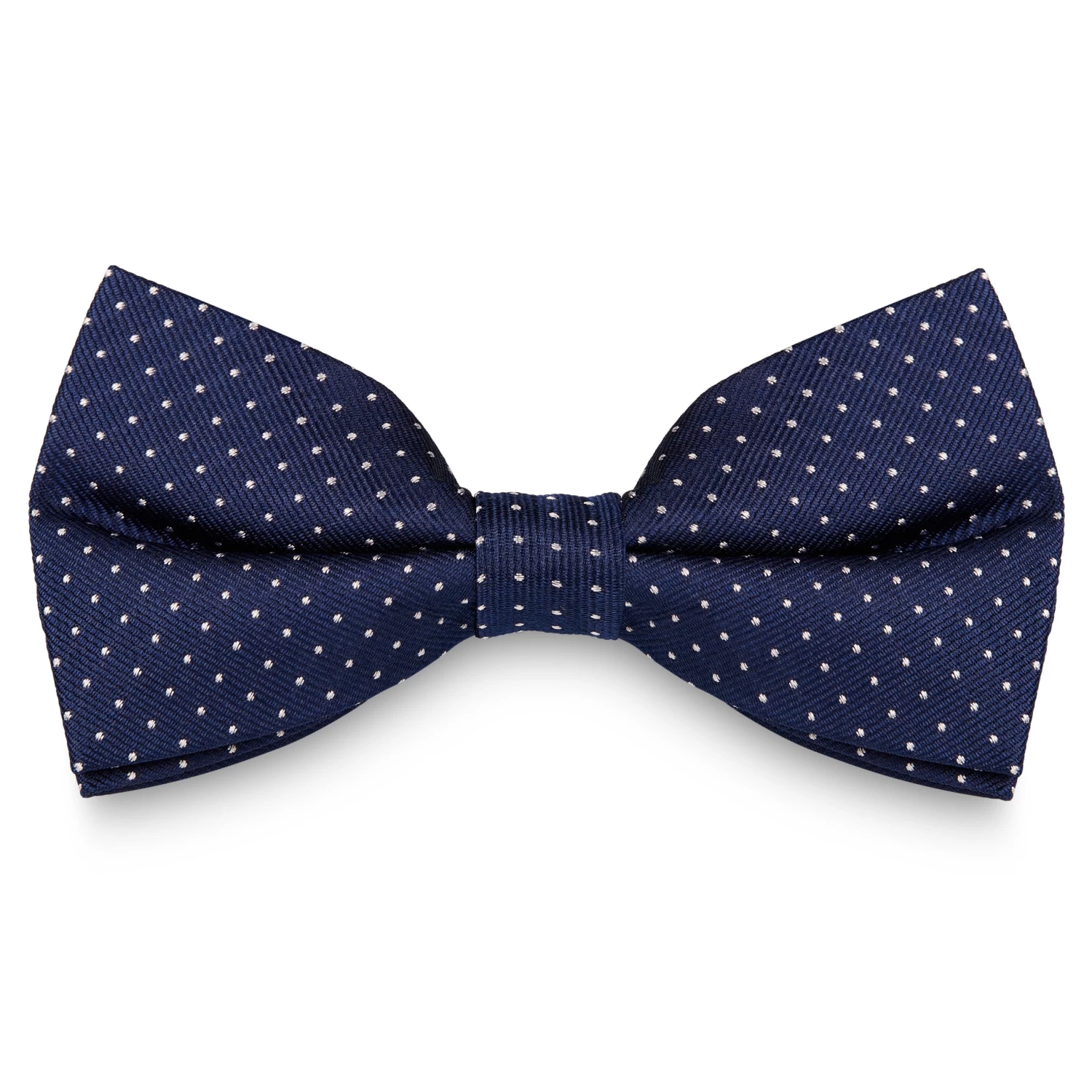 Navy & White Polka Dot Silk Pre-Tied Bow Tie