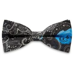 Boho | Black With Light Blue Floral Silk Pre-Tied Bow Tie