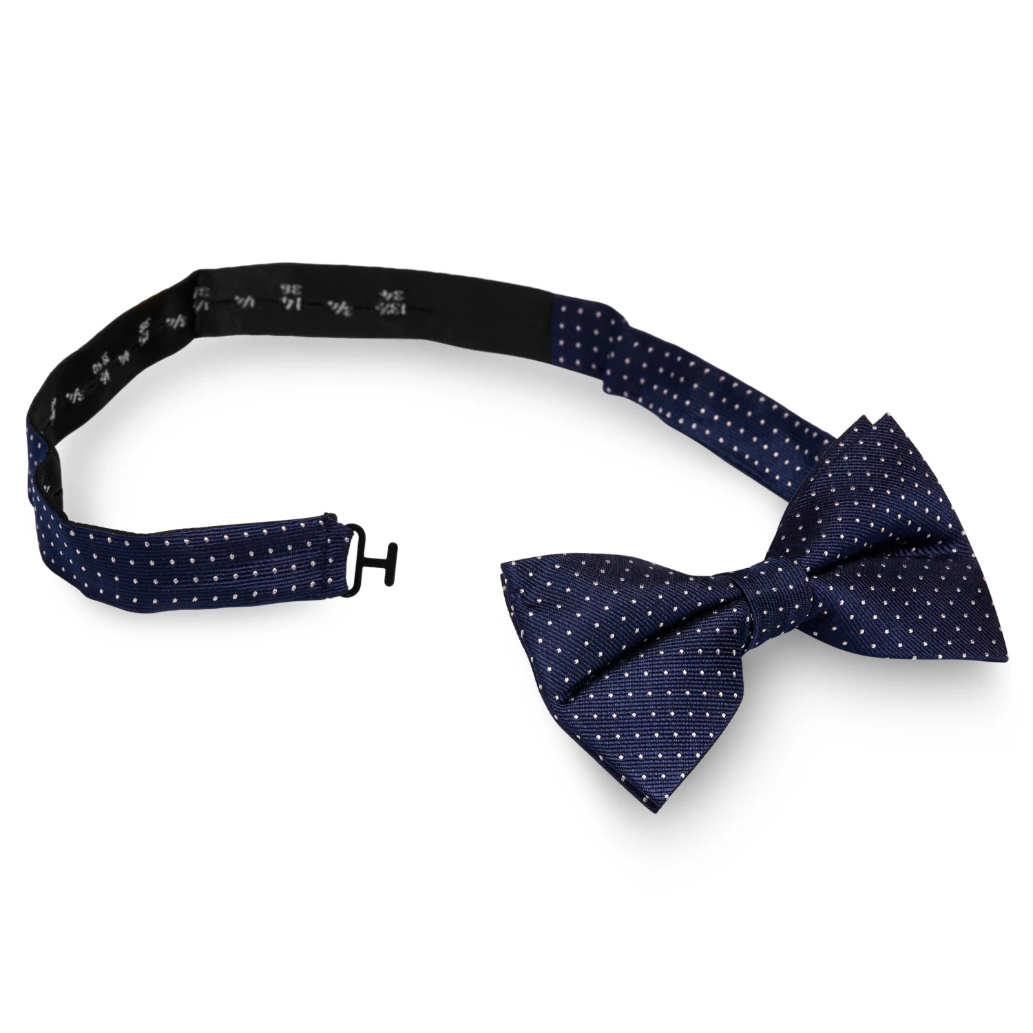 Navy & White Polka Dot Silk Pre-Tied Bow Tie - Image 2