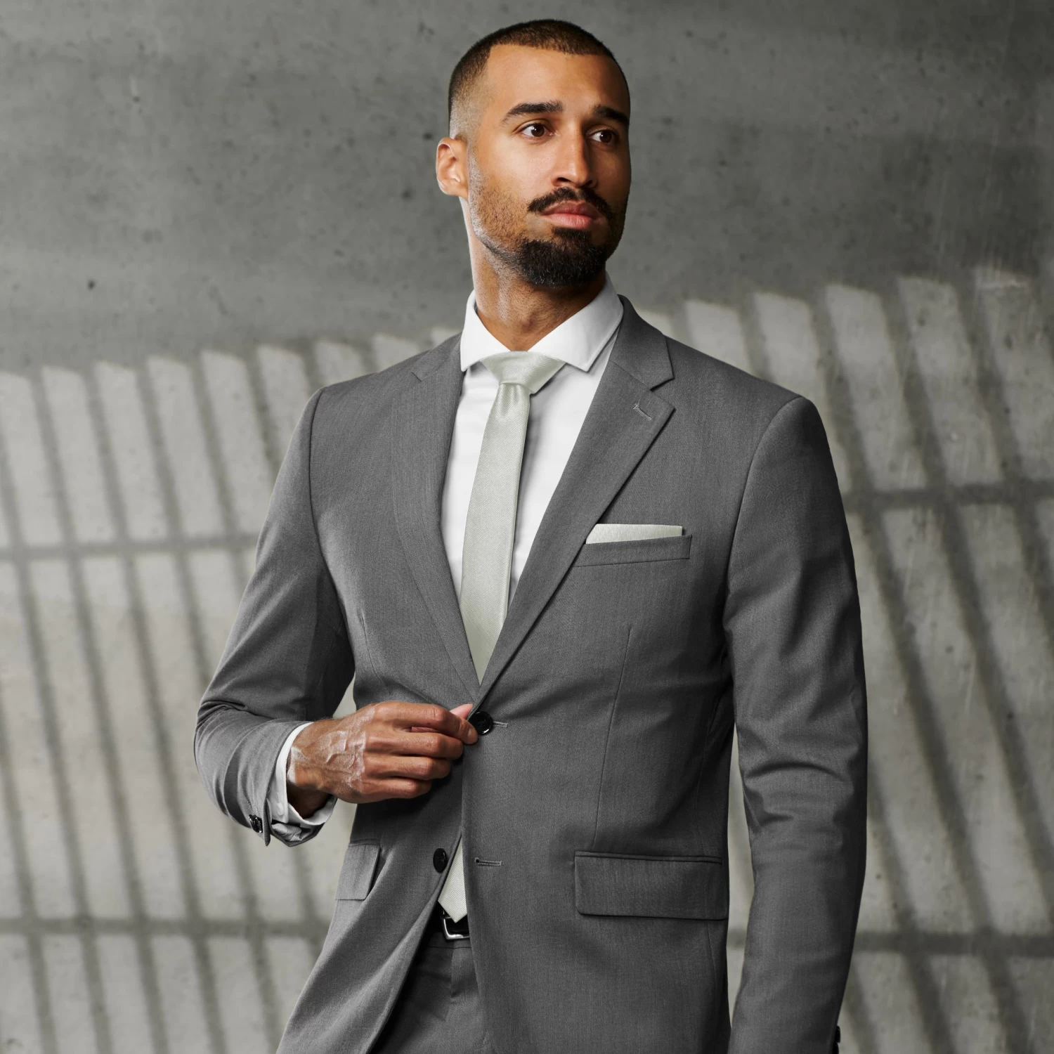 6 Cm Light Grey Grosgrain Skinny Tie - Image 2