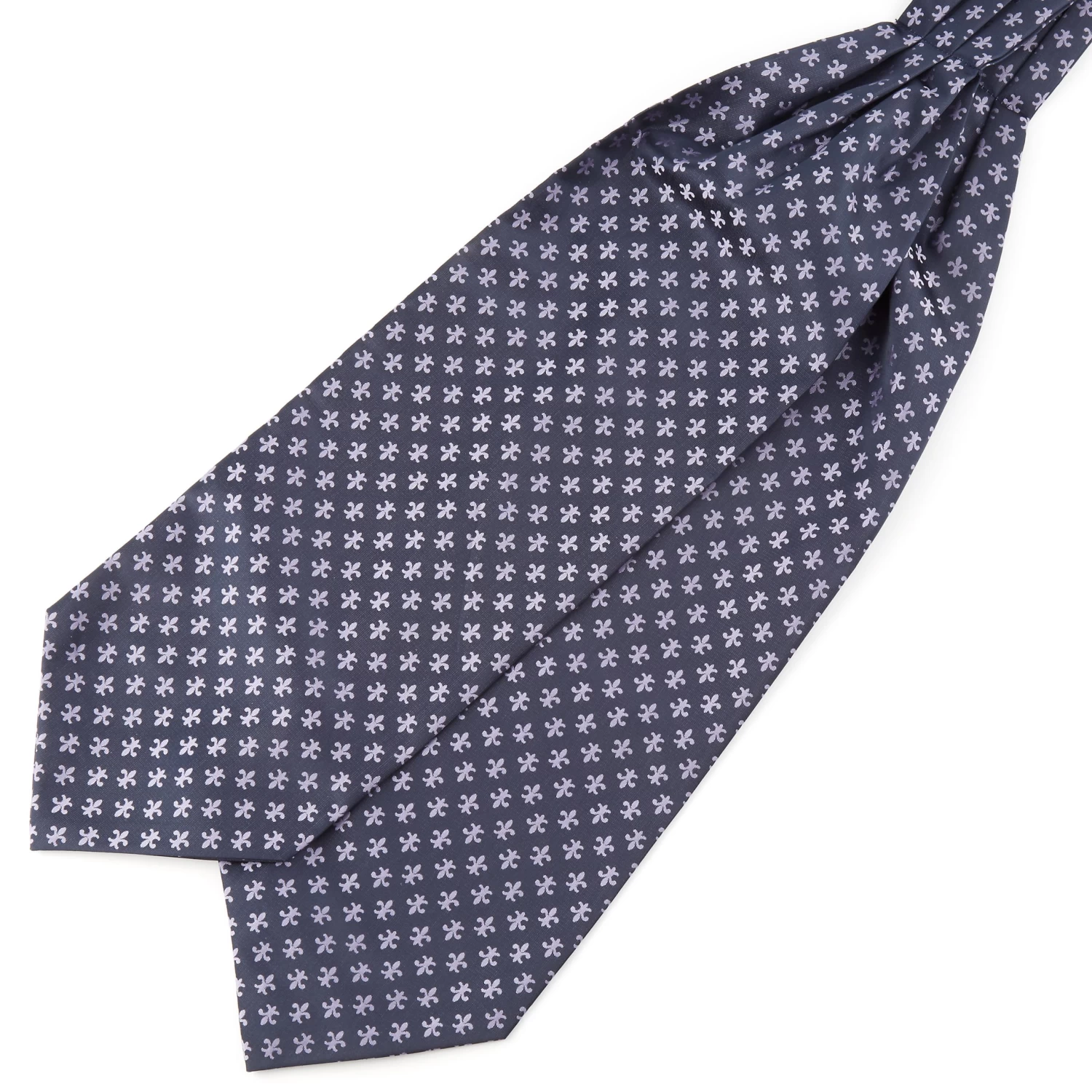 Navy Blue Fleur-De-Lis Polyester Ascot