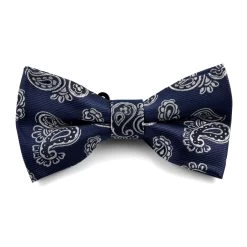 Navy Blue Retro Pattern Pre-Tied Bow Tie