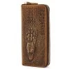 Brown Leather Wallet With Alligator Skin Pattern