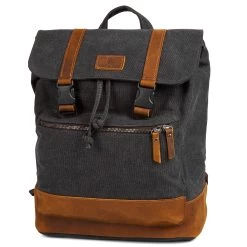 Tarpa | Graphite Canvas & Tan Leather Backpack