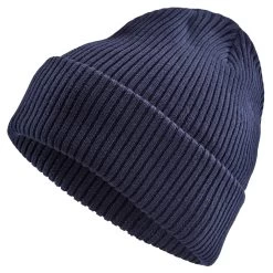 Navy Blue Acrylic Mix Chunky Knitted Rib Beanie