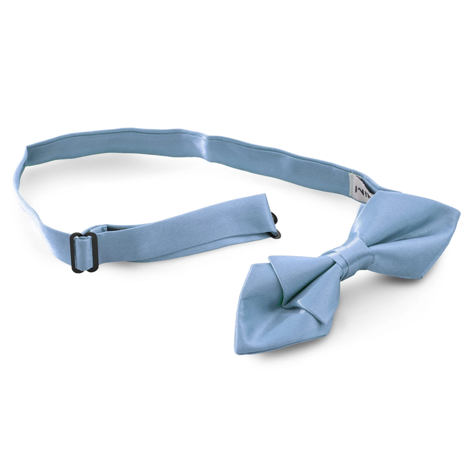 Shiny Baby Blue Basic Pointy Pre-Tied Bow Tie - Image 2