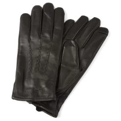 Cuffed Dark Brown Touchscreen Compatible Sheep Leather Gloves