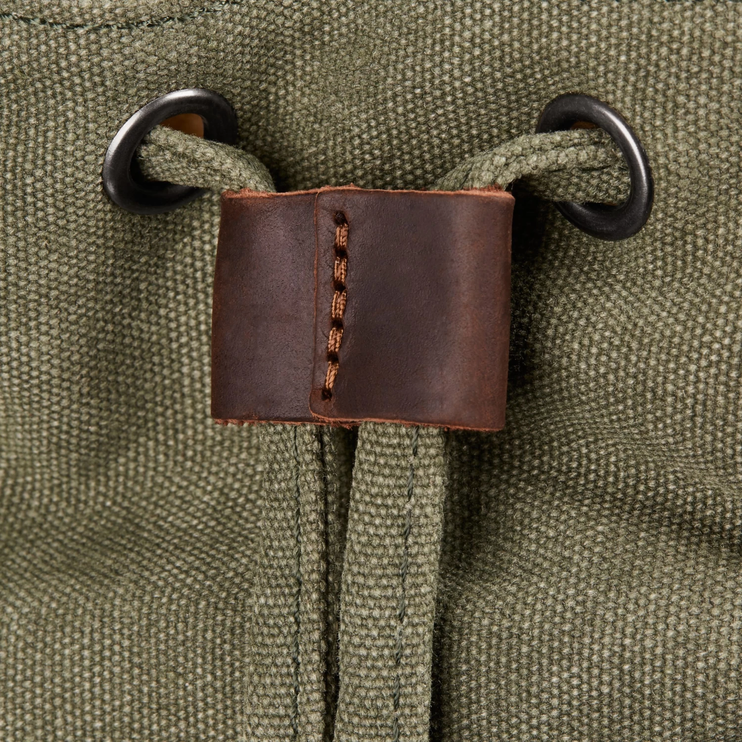 Tarpa | Olive Green Canvas & Dark Brown Leather Backpack - Image 11