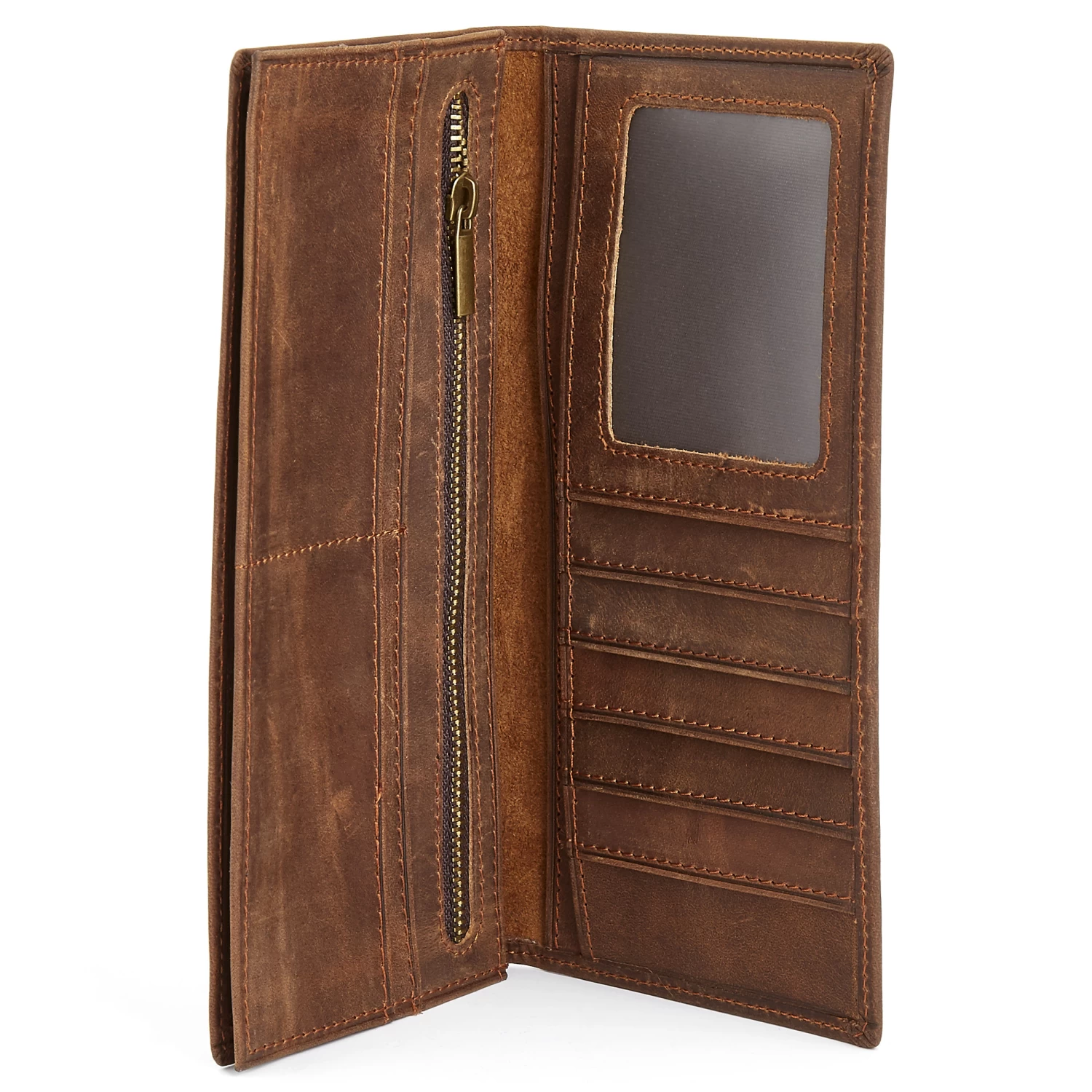 Large Slim Brown Leather Wallet - Image 3