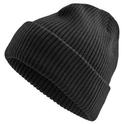 Black Acrylic Mix Chunky Knitted Rib Beanie