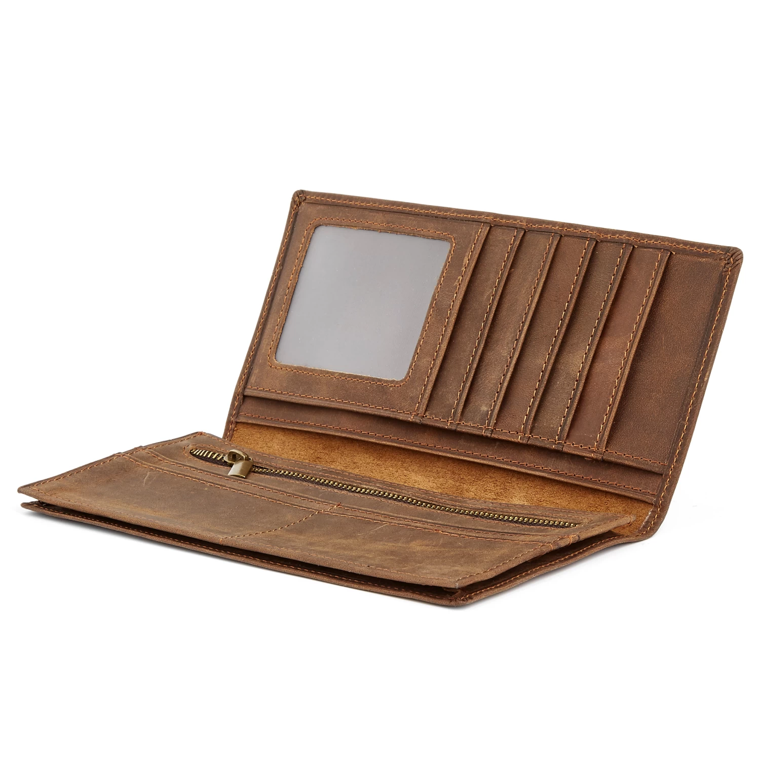 Large Slim Brown Leather Wallet - Image 2