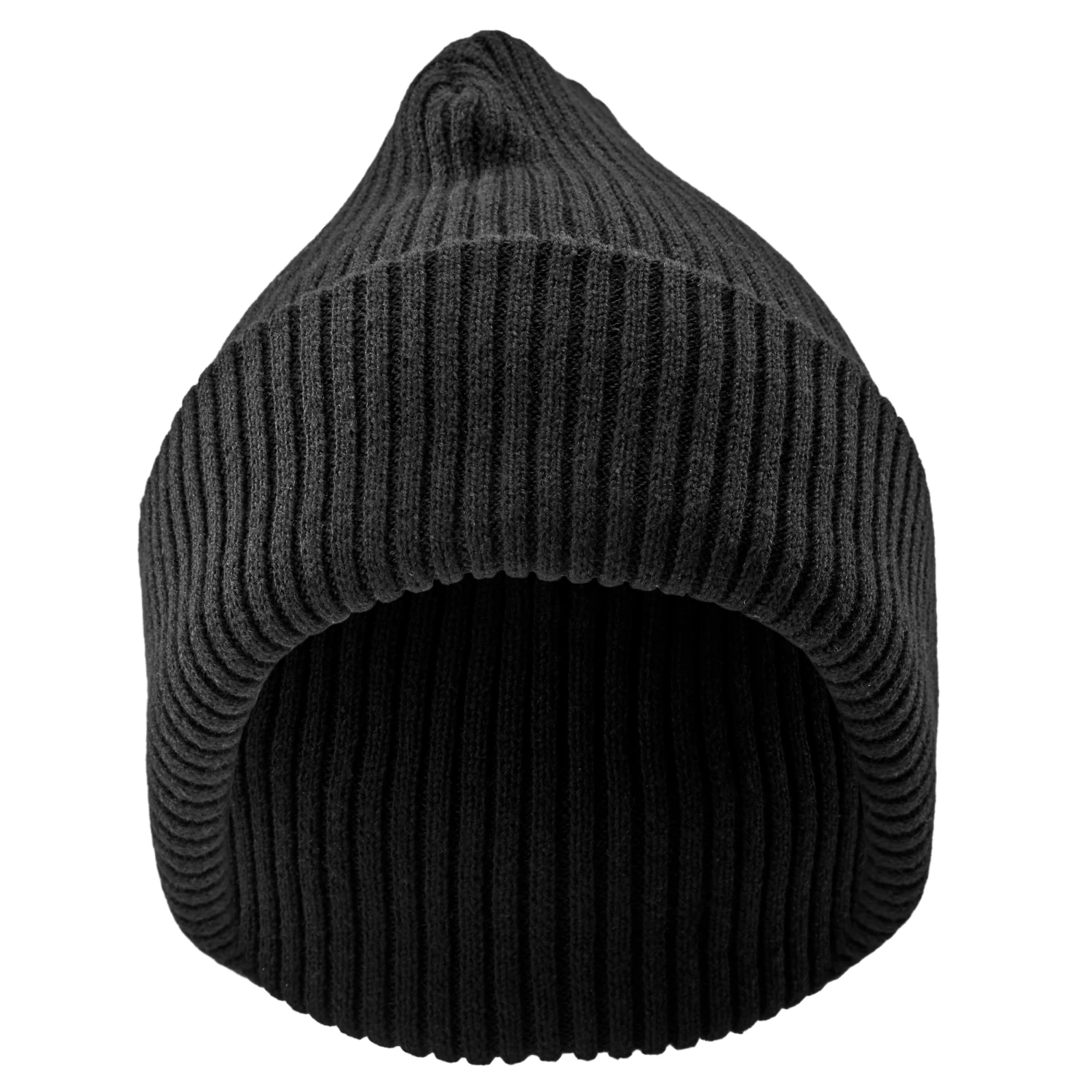Black Acrylic Mix Chunky Knitted Rib Beanie - Image 2