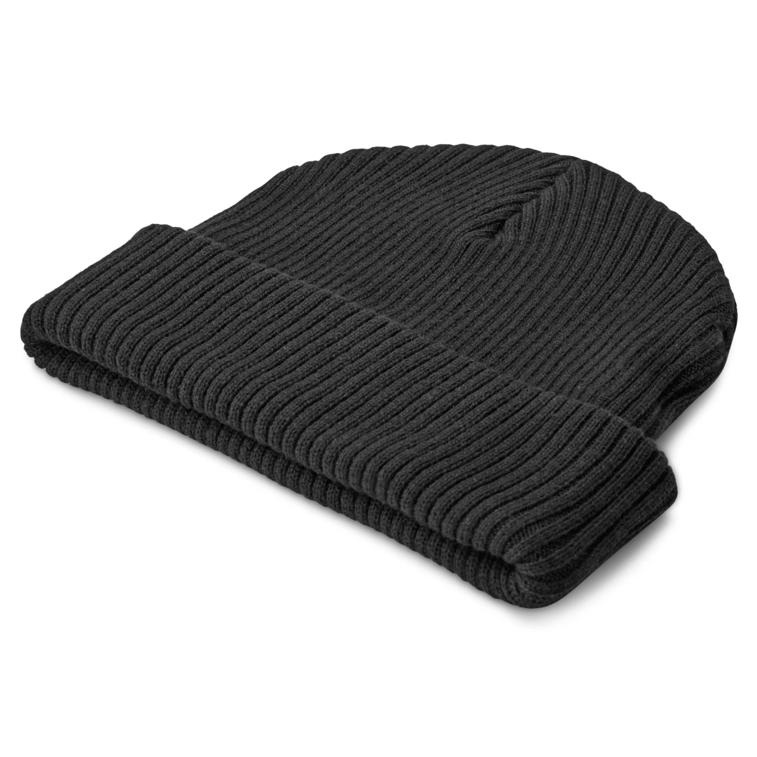 Black Acrylic Mix Chunky Knitted Rib Beanie - Image 3